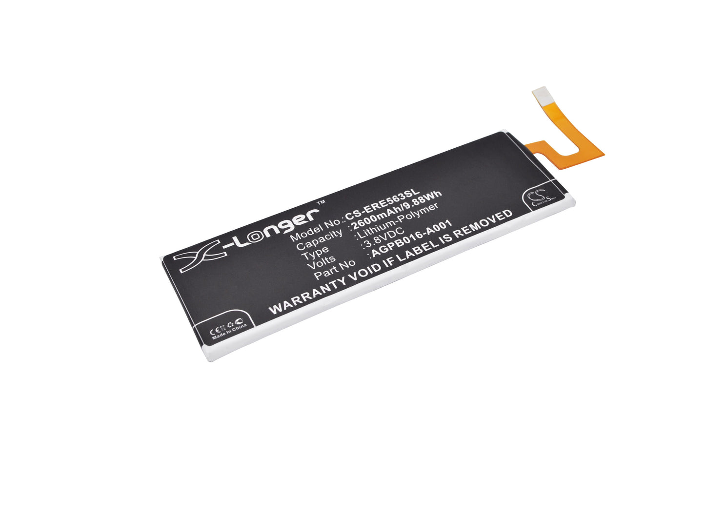 3.8V 2600mAh/9.88Wh Li-Polymer Mobile/SmartPhone Battery for Sony Ericsson
