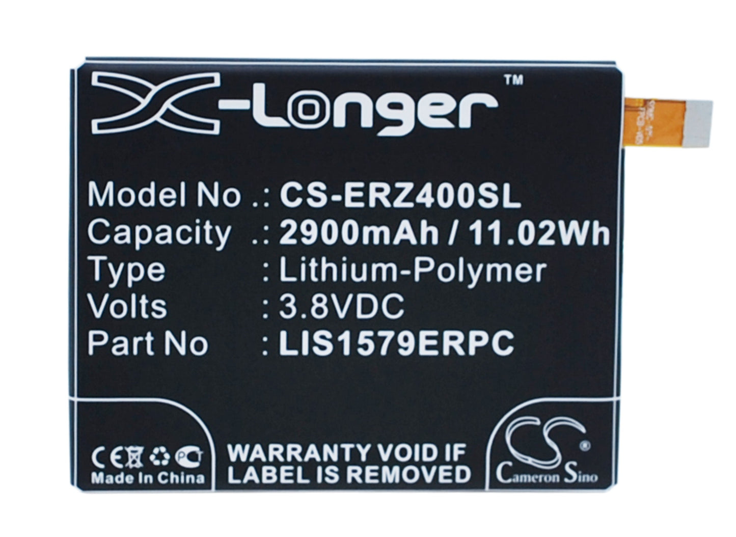 3.8V 2900mAh/11.02Wh Li-Polymer Mobile/SmartPhone Battery for Sony Ericsson