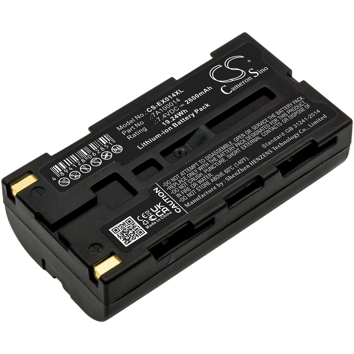 7.4V 2600mAh/19.24Wh Li-ion Printer Battery for Extech