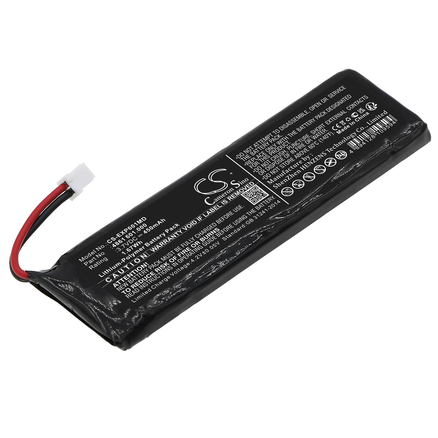 3.7V 450mAh/1.67Wh Li-Polymer Medical Battery for Eppendorf