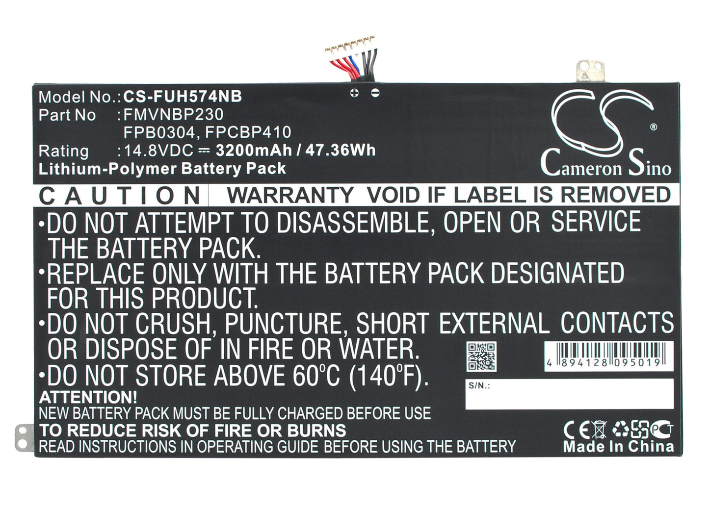 14.8V 3200mAh/47.36Wh Li-Polymer Notebook/Laptop Battery for Fujitsu