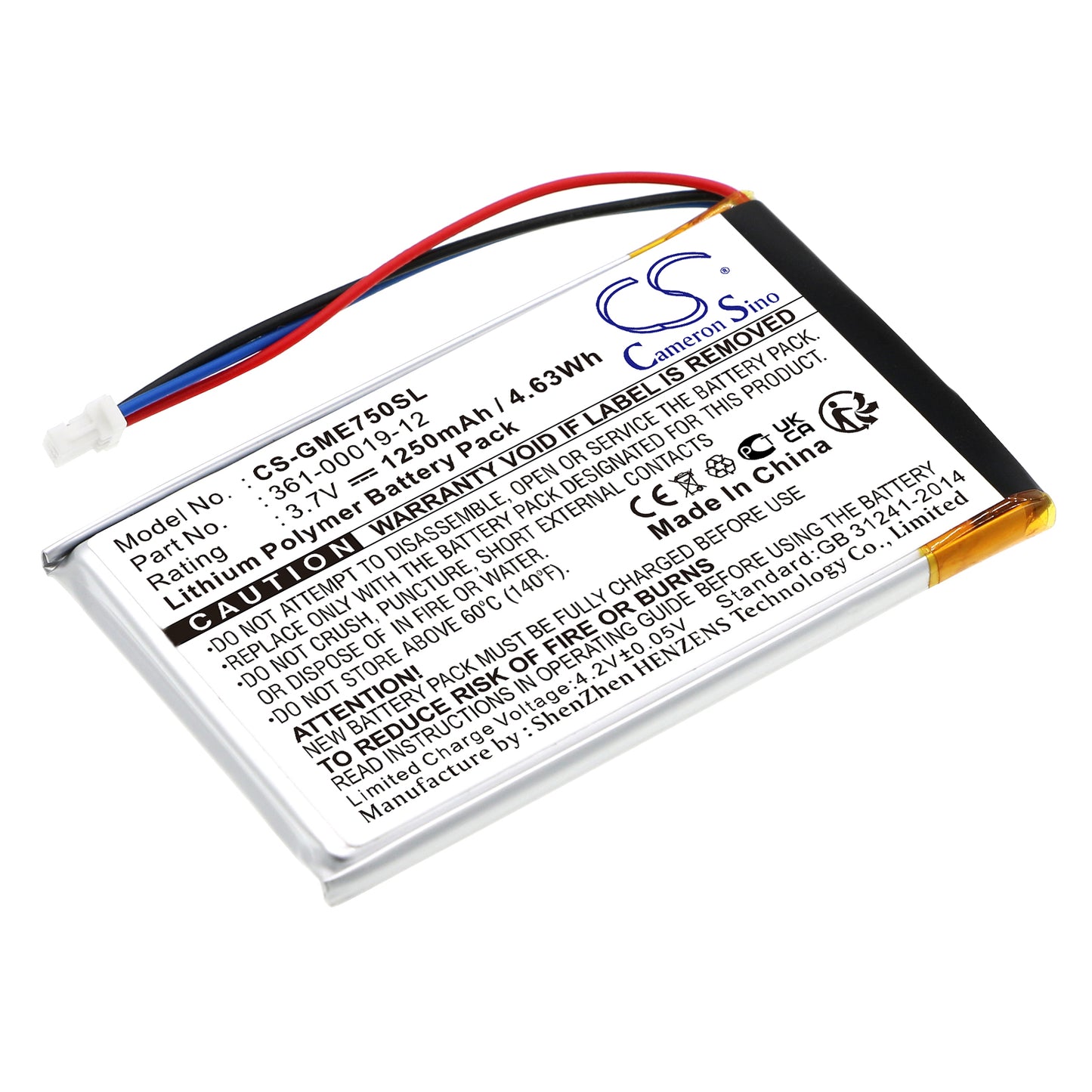 3.7V 1250mAh/4.63Wh Li-Polymer GPS/Navigator Battery for Garmin