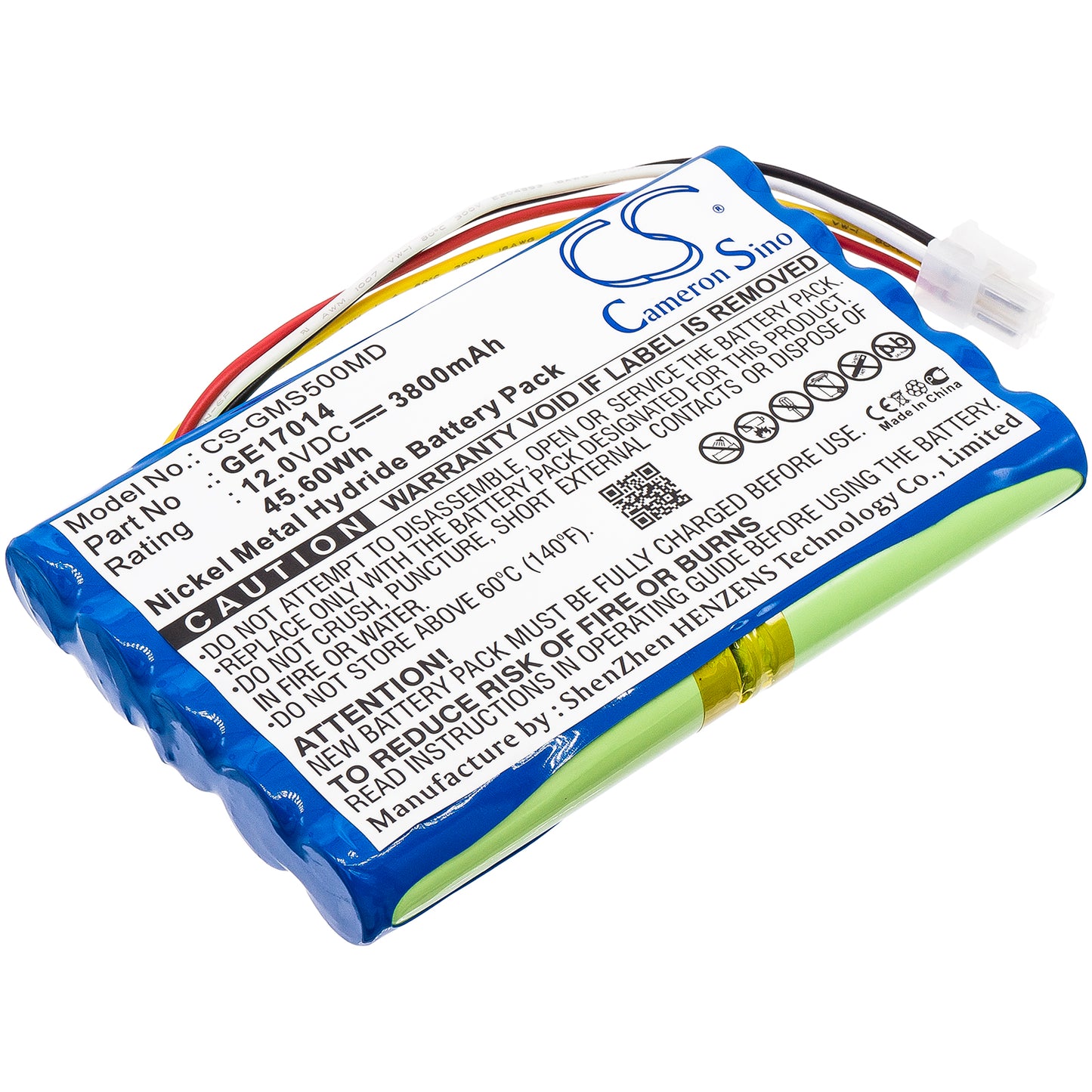 12V 3800mAh/45.60Wh Ni-MH Medical Battery for GE