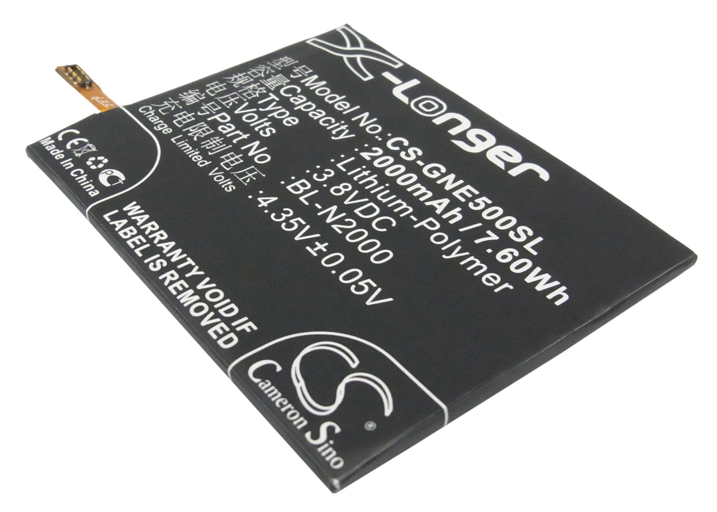 3.8V 2000mAh/7.60Wh Li-Polymer Mobile/SmartPhone Battery for GIONEE