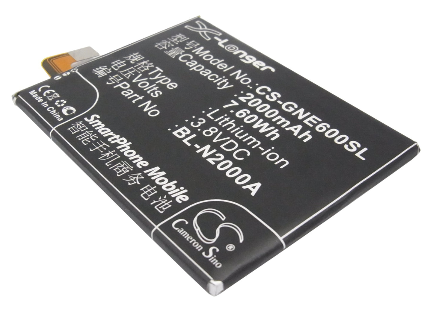 3.8V 2000mAh/7.60Wh Li-Polymer Mobile/SmartPhone Battery for BLU