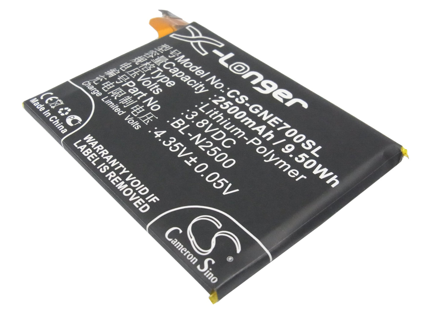 3.8VV 2500mAh/9.50Wh Li-Polymer Mobile/SmartPhone Battery for GIONEE