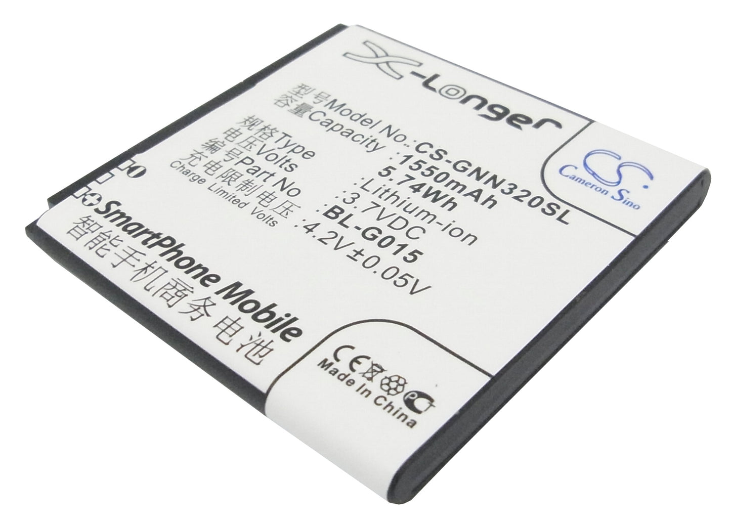 3.7V 1550mAh/5.74Wh Li-ion Mobile/SmartPhone Battery for GIONEE
