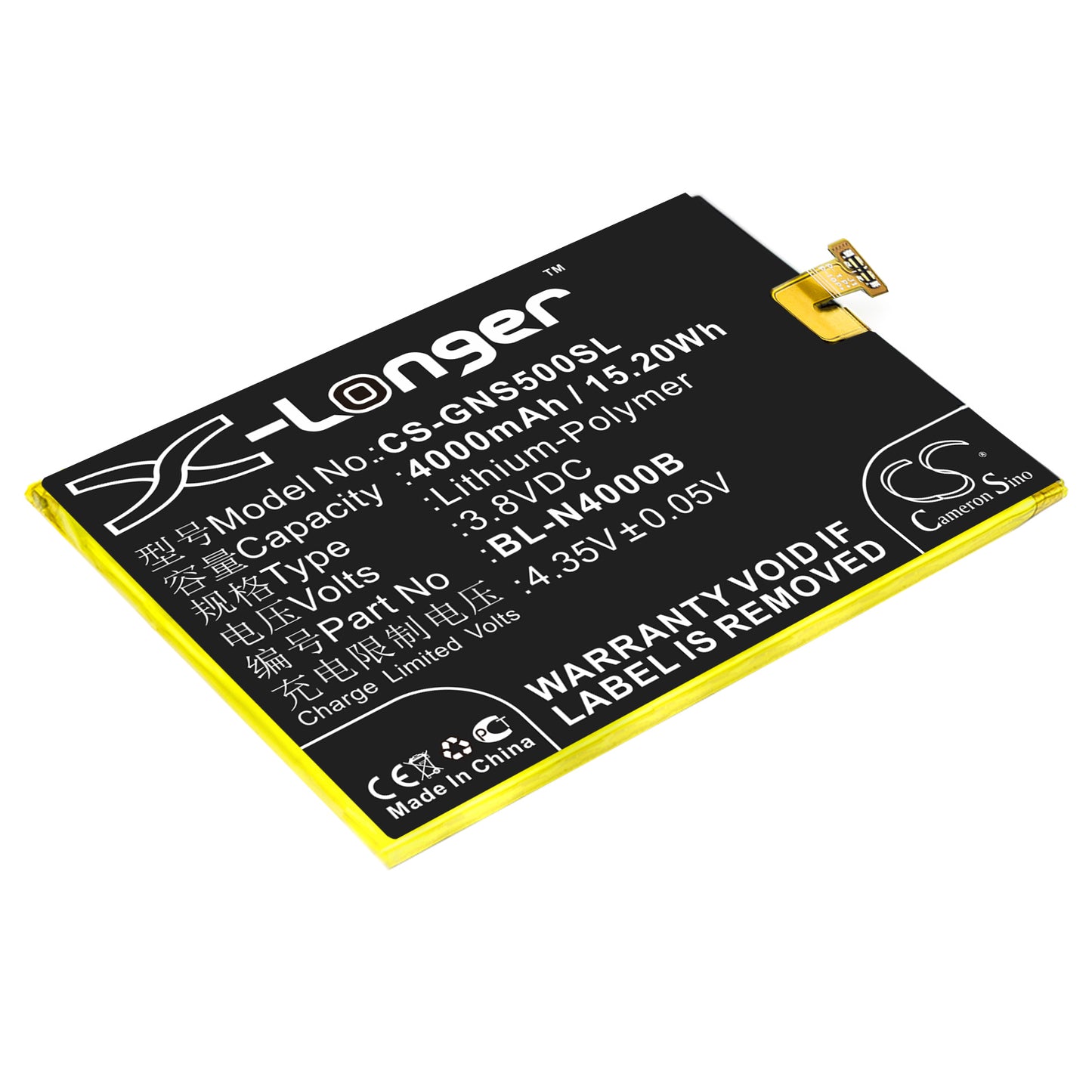 3.8V 4000mAh/15.20Wh Li-Polymer Mobile/SmartPhone Battery for GIONEE