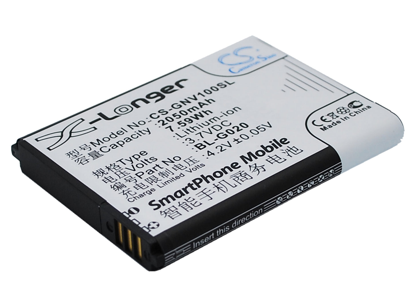 3.7V 2050mAh/7.59Wh Li-ion Mobile/SmartPhone Battery for GIONEE