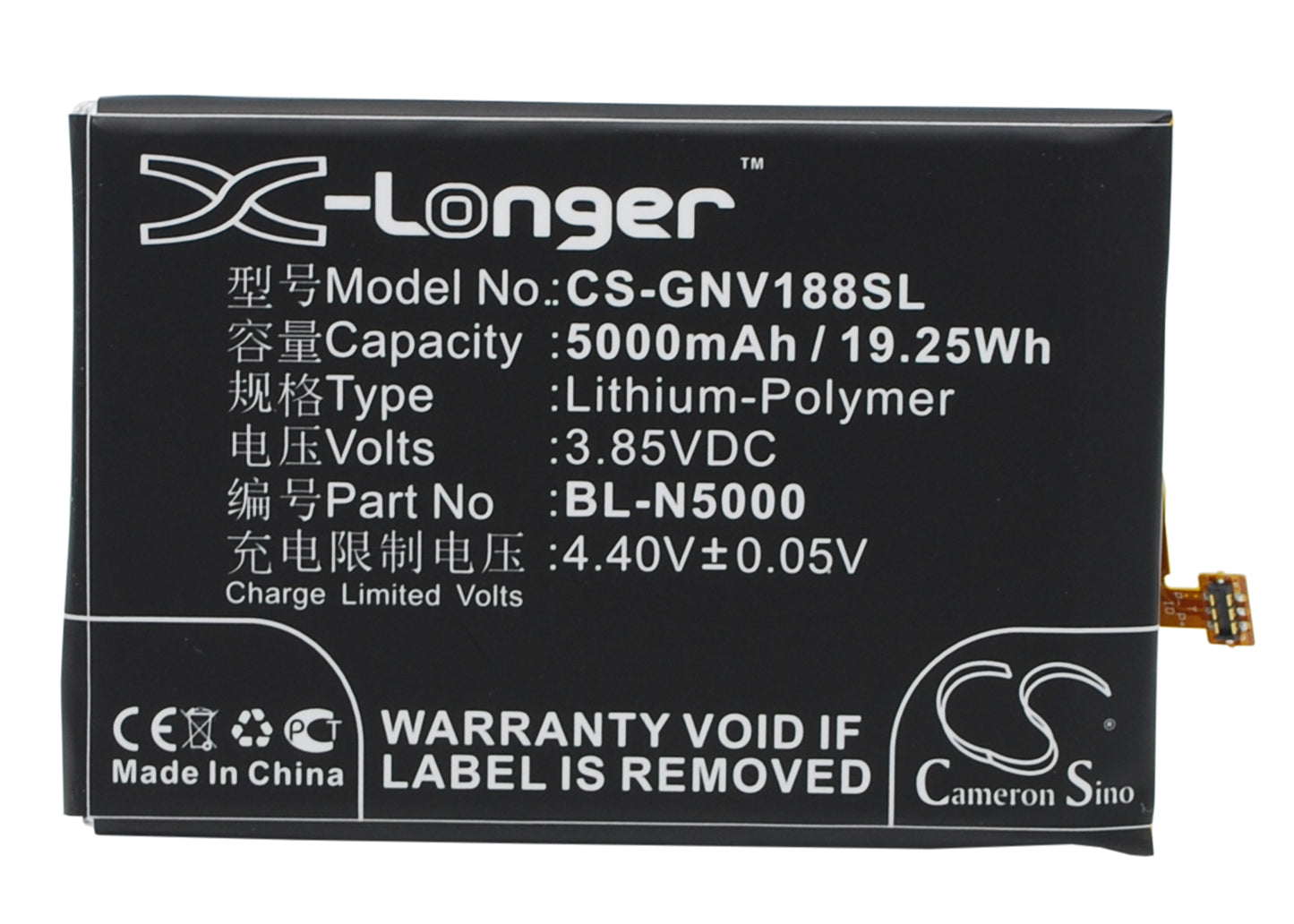 3.85V 5000mAh/19.25Wh Li-Polymer Mobile/SmartPhone Battery for BLU