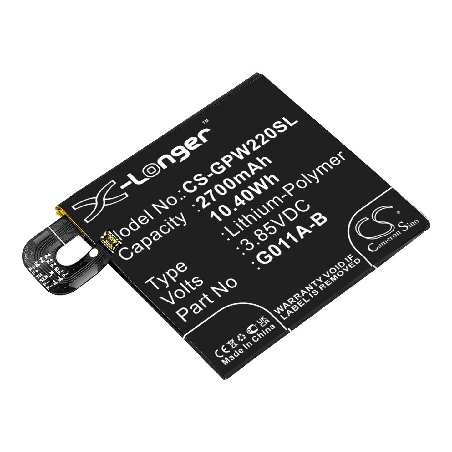 3.85V 2700mAh/10.40Wh Li-Polymer Mobile/SmartPhone Battery for Google