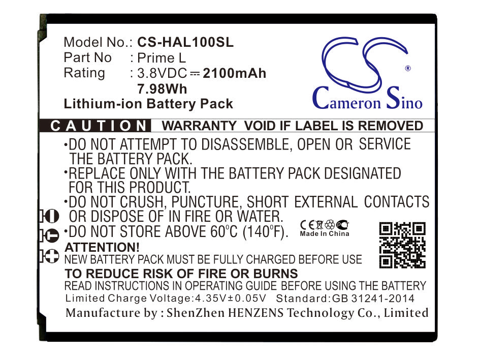 CS-HAL100SL Replacement Battery – Compatible with Prime L