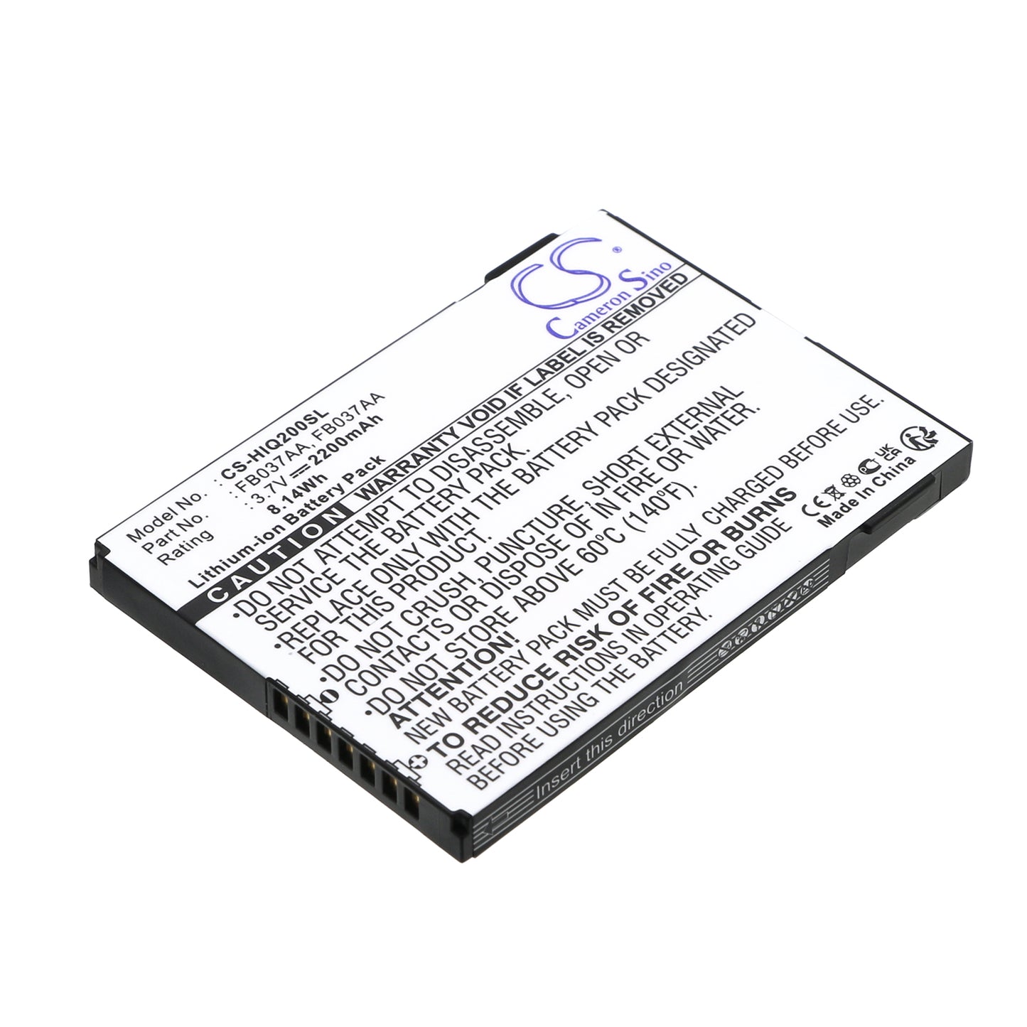 3.7V 2200mAh/8.14Wh Li-ion PDA/Pocket PC Battery for HP