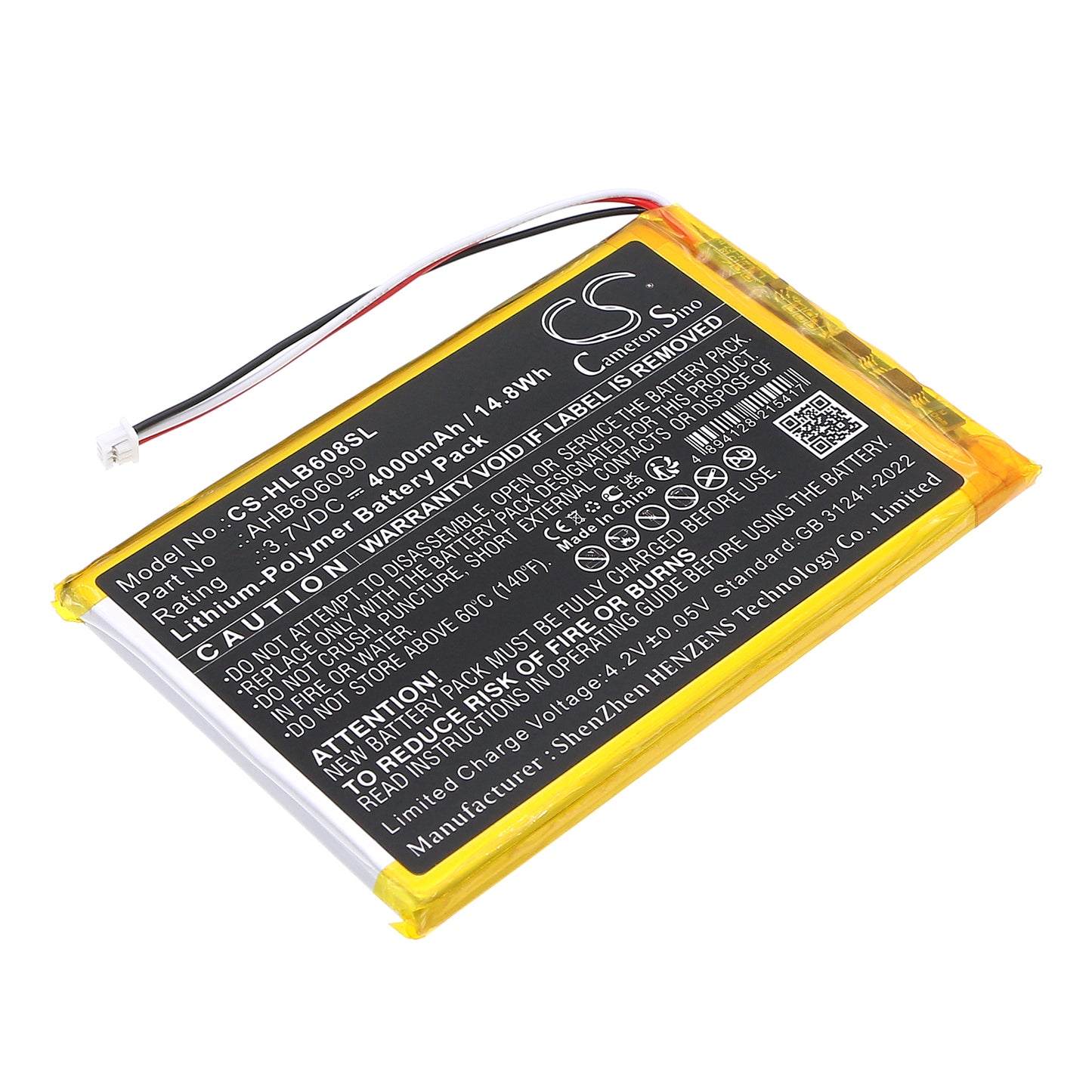 CS-HLB608SL Replacement Battery – Compatible with HB6081 Video Baby Monitor, HB6256 2.4GHz Digital Wireless