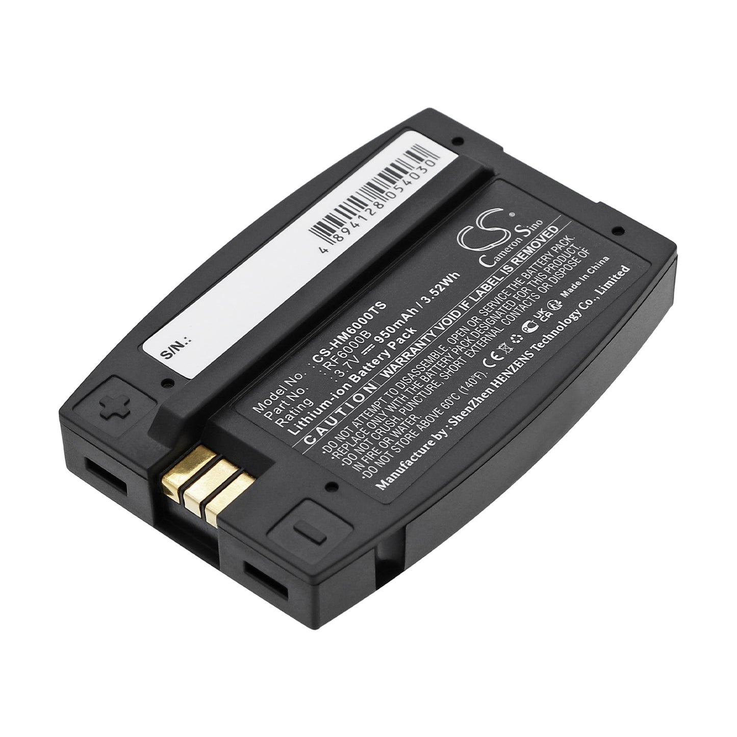 3.7V 950mAh/3.52Wh Li-ion Wireless Headset Battery for HME