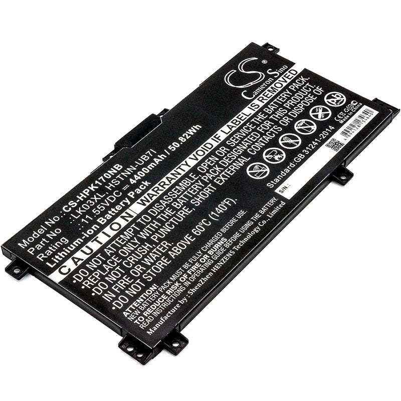 11.55V 4400mAh/50.82Wh Li-ion Notebook/Laptop Battery for HP