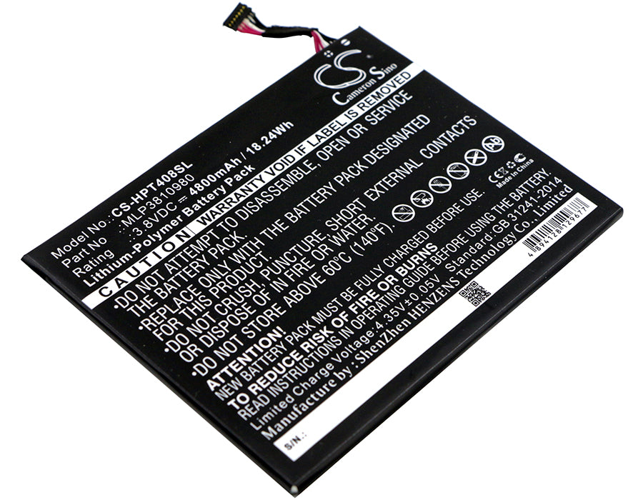 3.8V 4800mAh/18.24Wh Li-Polymer Tablet Battery for HP