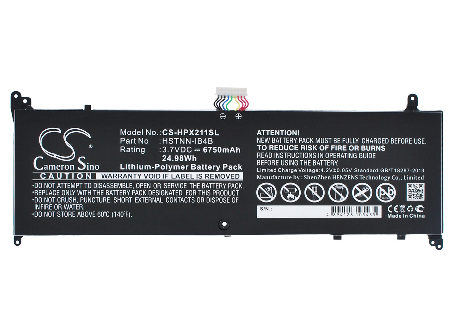 3.7V 6750mAh/24.98Wh Li-Polymer Tablet Battery for HP
