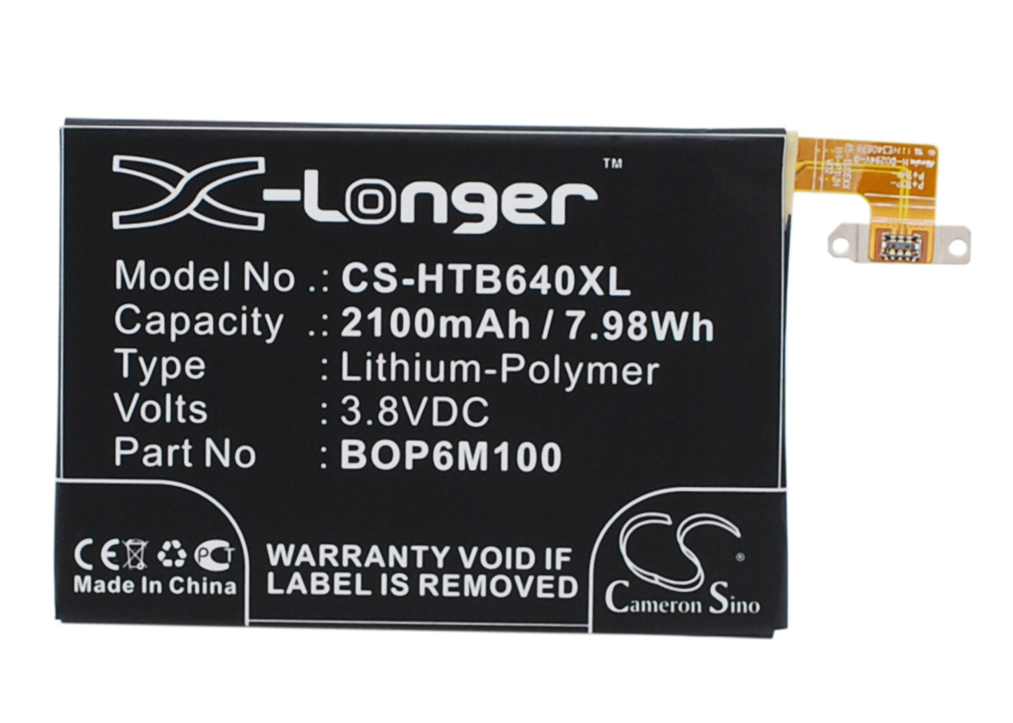 3.8V 2100mAh/7.98Wh Li-Polymer Mobile/SmartPhone Battery for HTC
