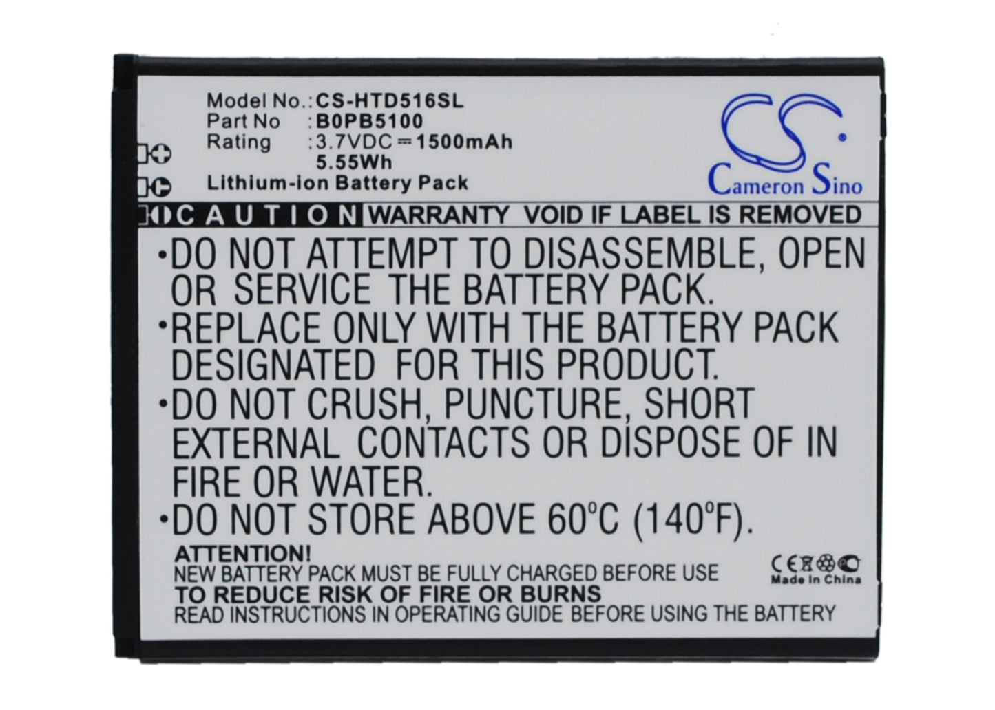 3.7V 1500mAh/5.55Wh Li-ion Mobile/SmartPhone Battery for HTC