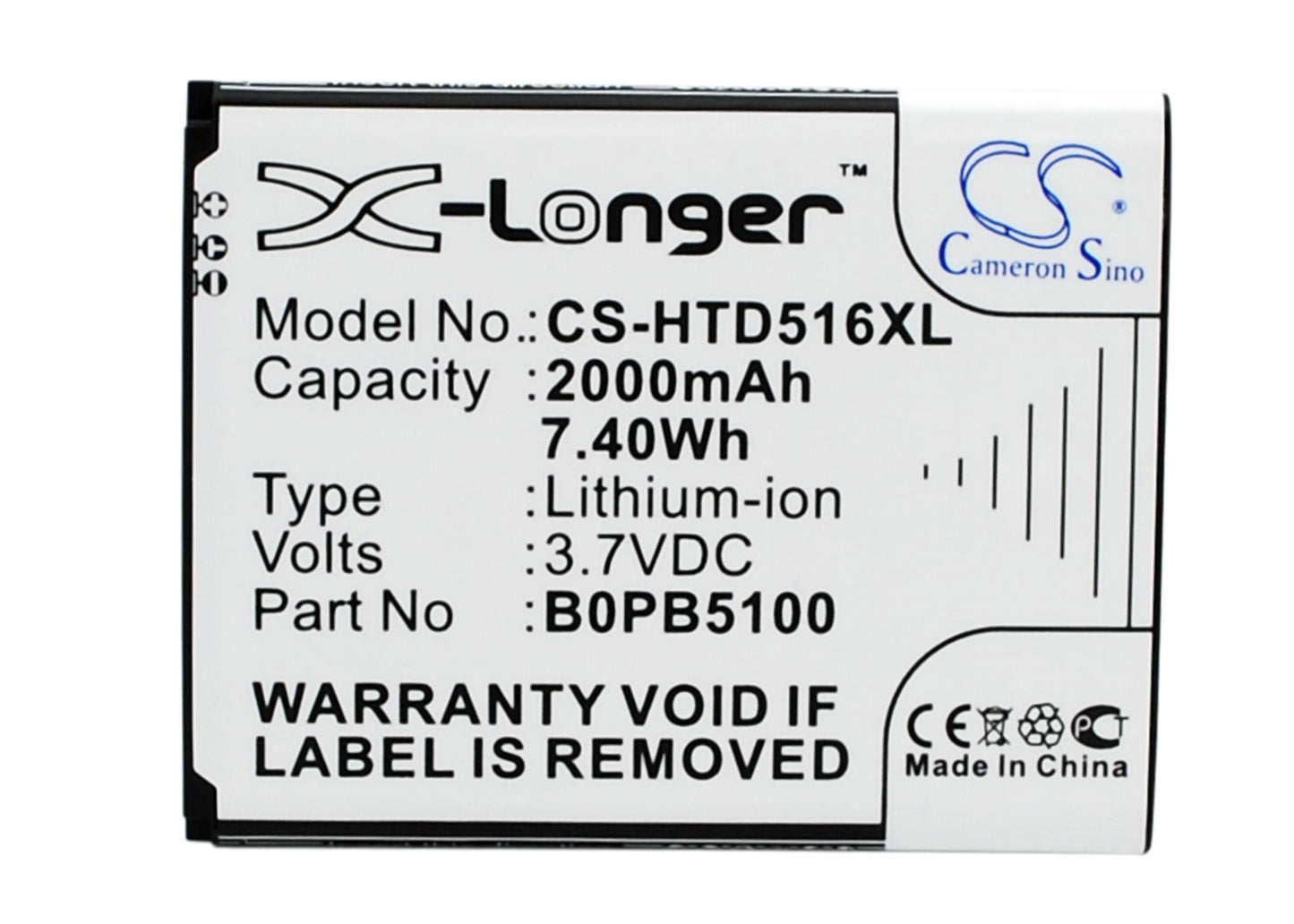 3.7V 2000mAh/7.40Wh Li-ion Mobile/SmartPhone Battery for HTC