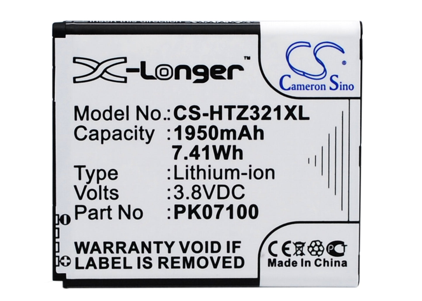 CS-HTZ321XL Replacement Battery – Compatible with HTI13, ISW13HT, J ISW13HT, J Z321e, Nippon, One J, PK07110, Valente WX, z321e