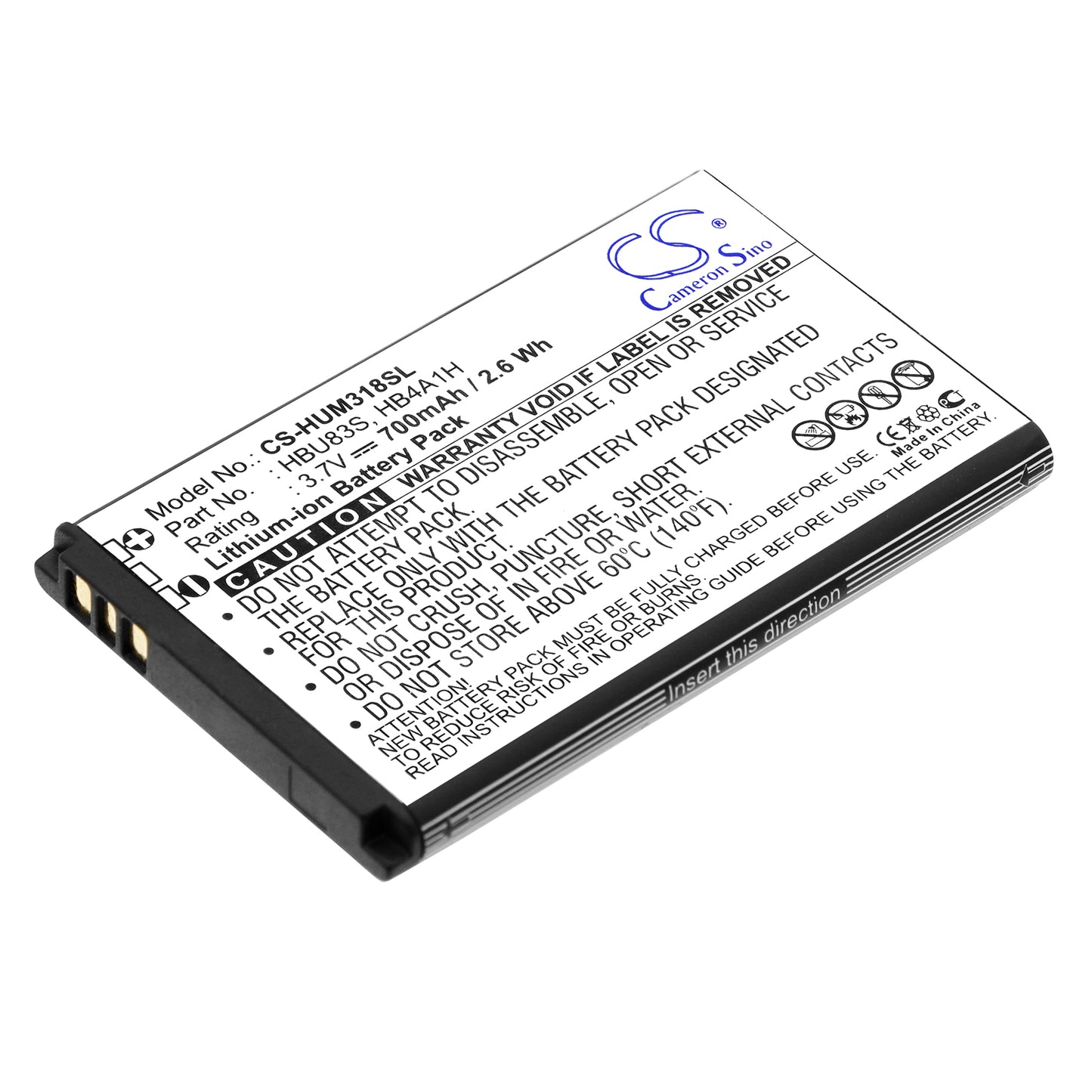 3.7V 700mAh/2.59Wh Li-ion Mobile/SmartPhone Battery for Huawei