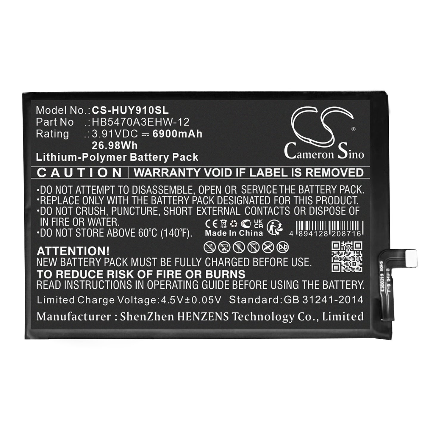 CS-HUY910SL Replacement Battery – Compatible with Changxiang 60X, Enjoy 60X 4G, Nova Y91, Nova Y91 4G, STG-AL00, STG-LX1, STG-LX2
