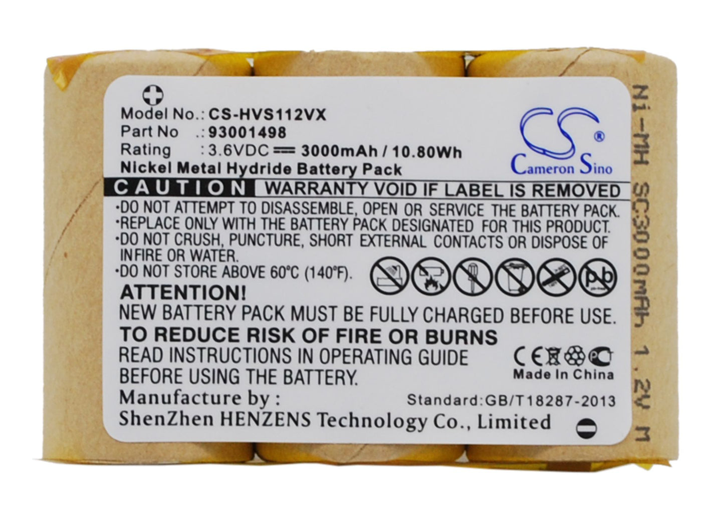 3.6V 3000mAh/10.80Wh Ni-MH Vacuum Battery for Hoover