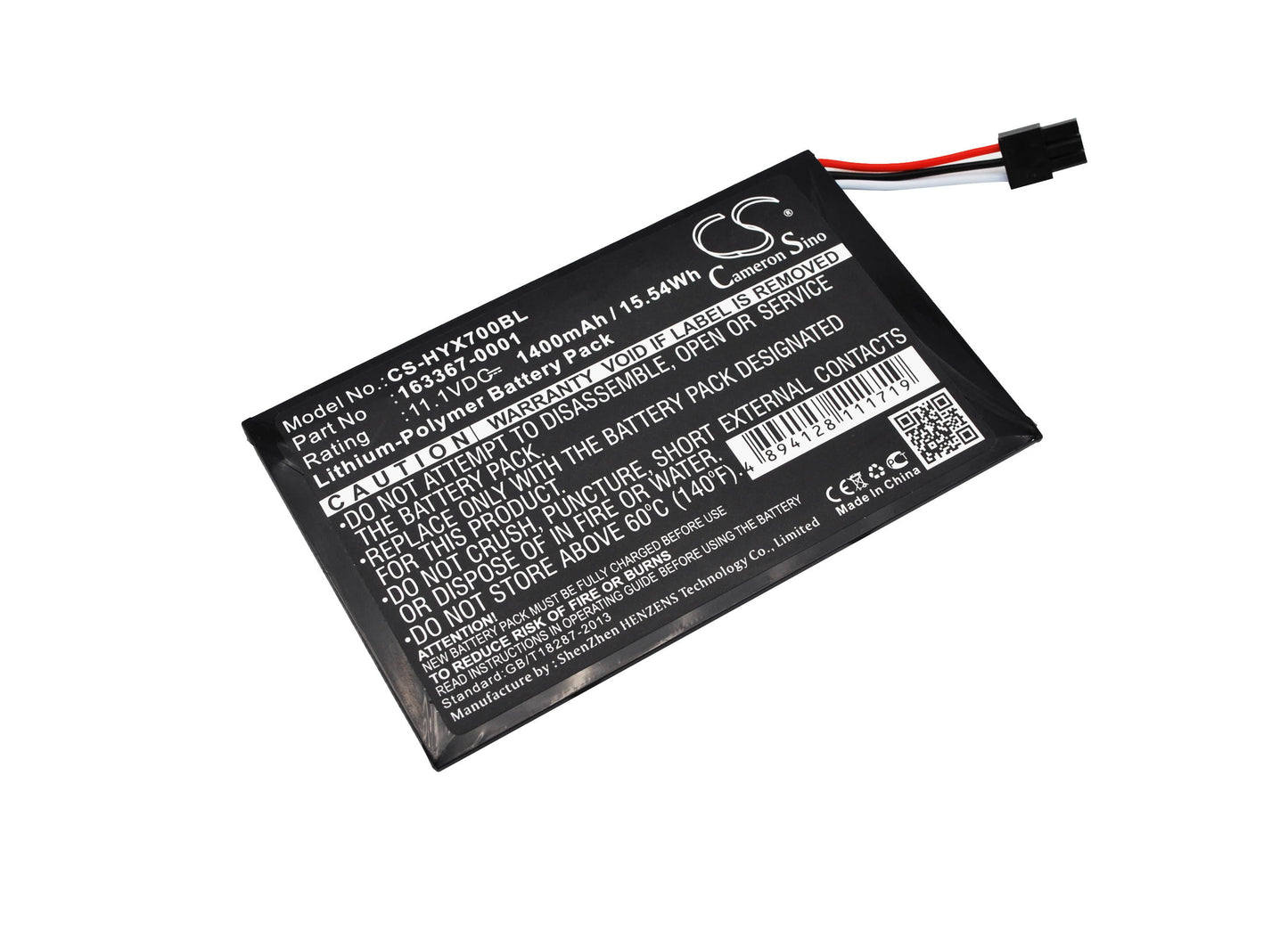 11.1V 1400mAh/15.54Wh Li-Polymer Barcode/Scanner Battery for Honeywell