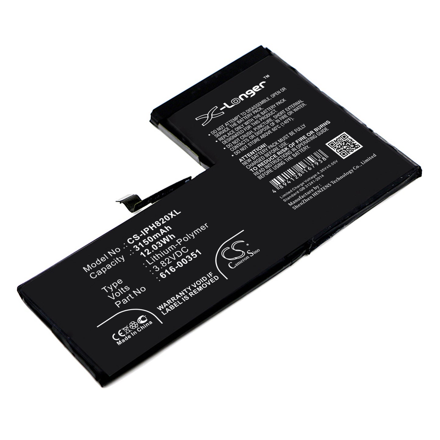 CS-IPH820XL Replacement Battery – Compatible with iPhone X, MQA52LL/A, MQA62LL/A, MQA82LL/A, MQA92LL/A