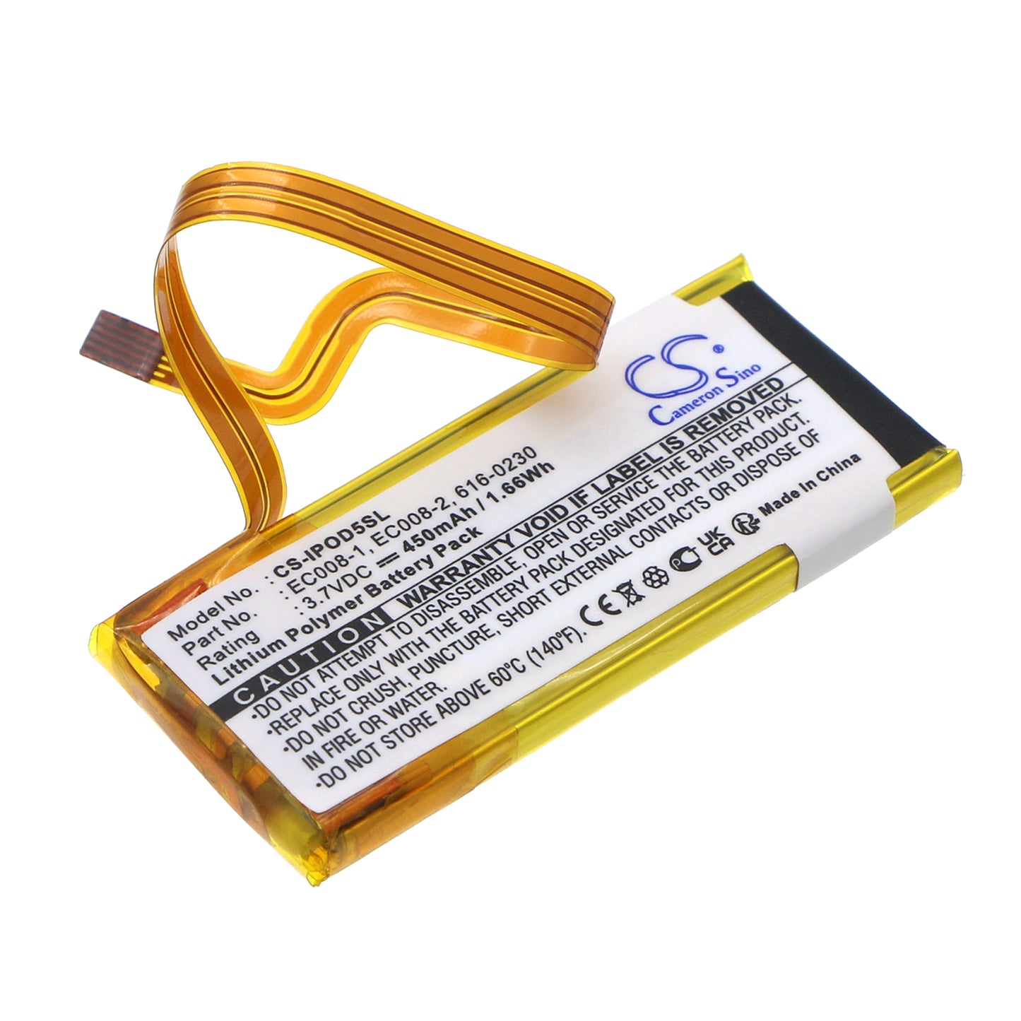 3.7V 450mAh/1.67Wh Li-Polymer MP3/MP4/PMP Battery for Apple