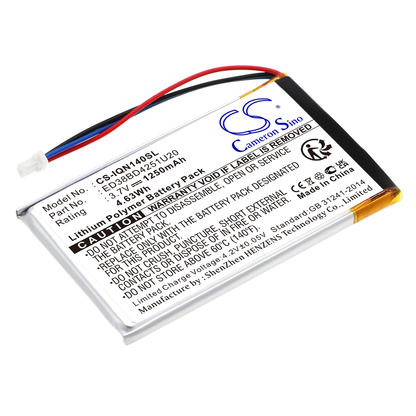 3.7V 1250mAh/4.63Wh Li-Polymer GPS/Navigator Battery for Garmin