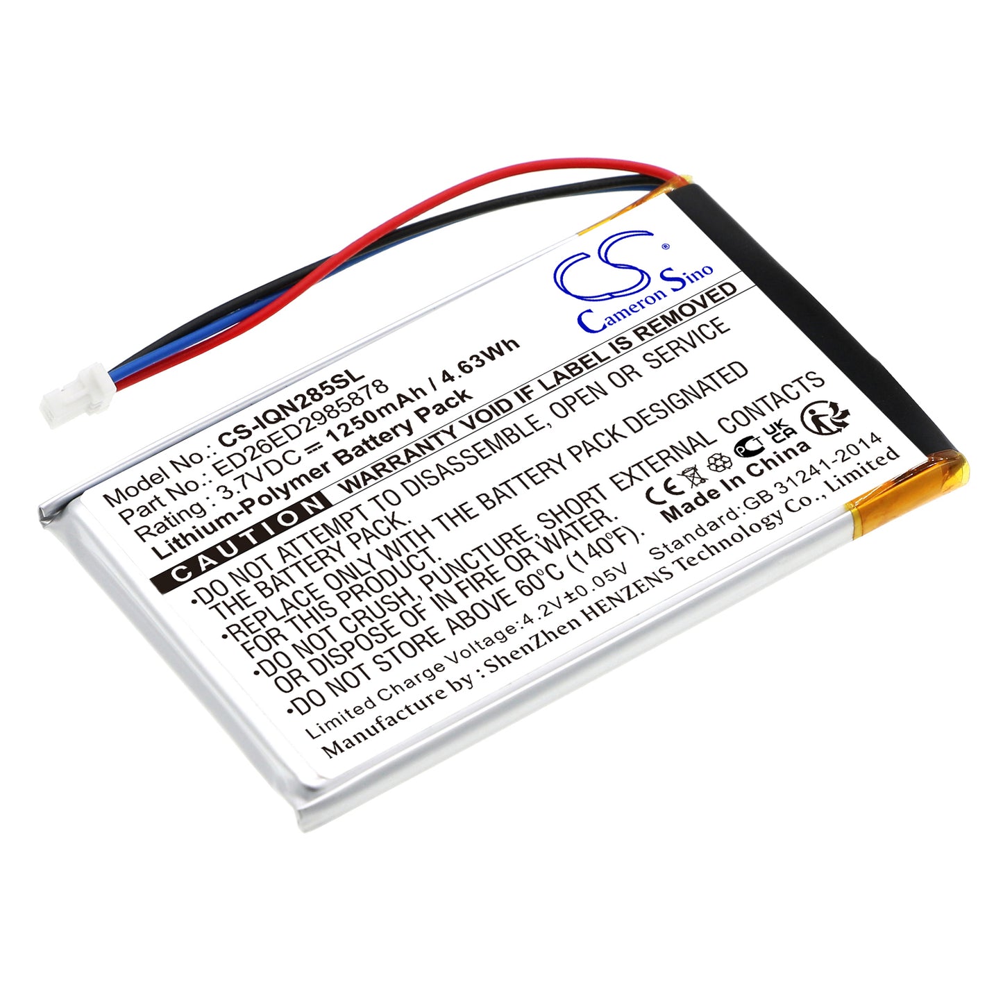 3.7V 1250mAh Li-Polymer GPS/Navigator Battery for Garmin