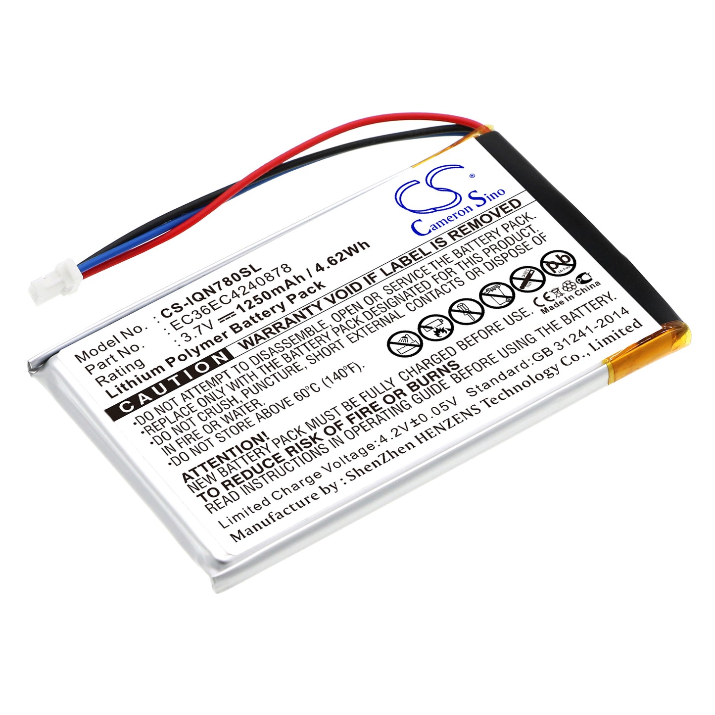 3.7V 1250mAh Li-Polymer GPS/Navigator Battery for Garmin