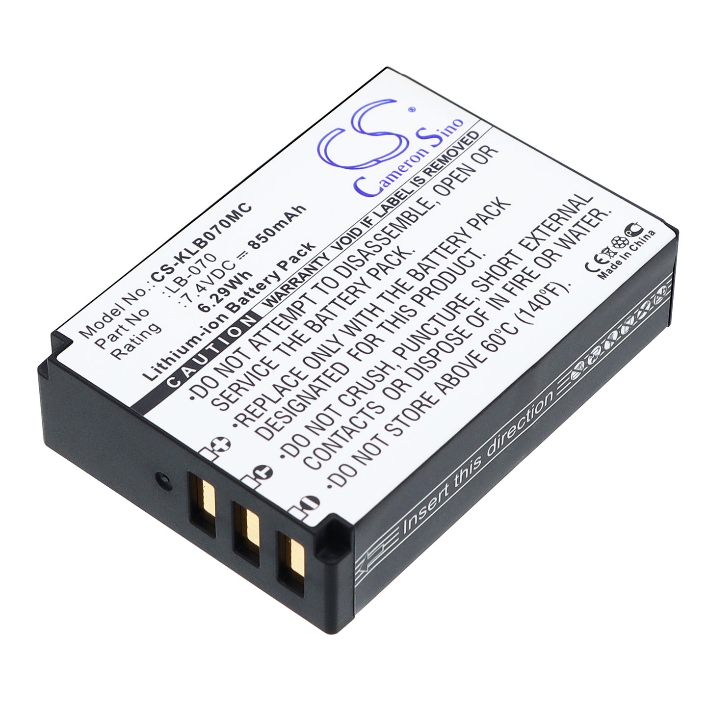 7.4V 850mAh/6.29Wh Li-ion Camera Battery for Kodak