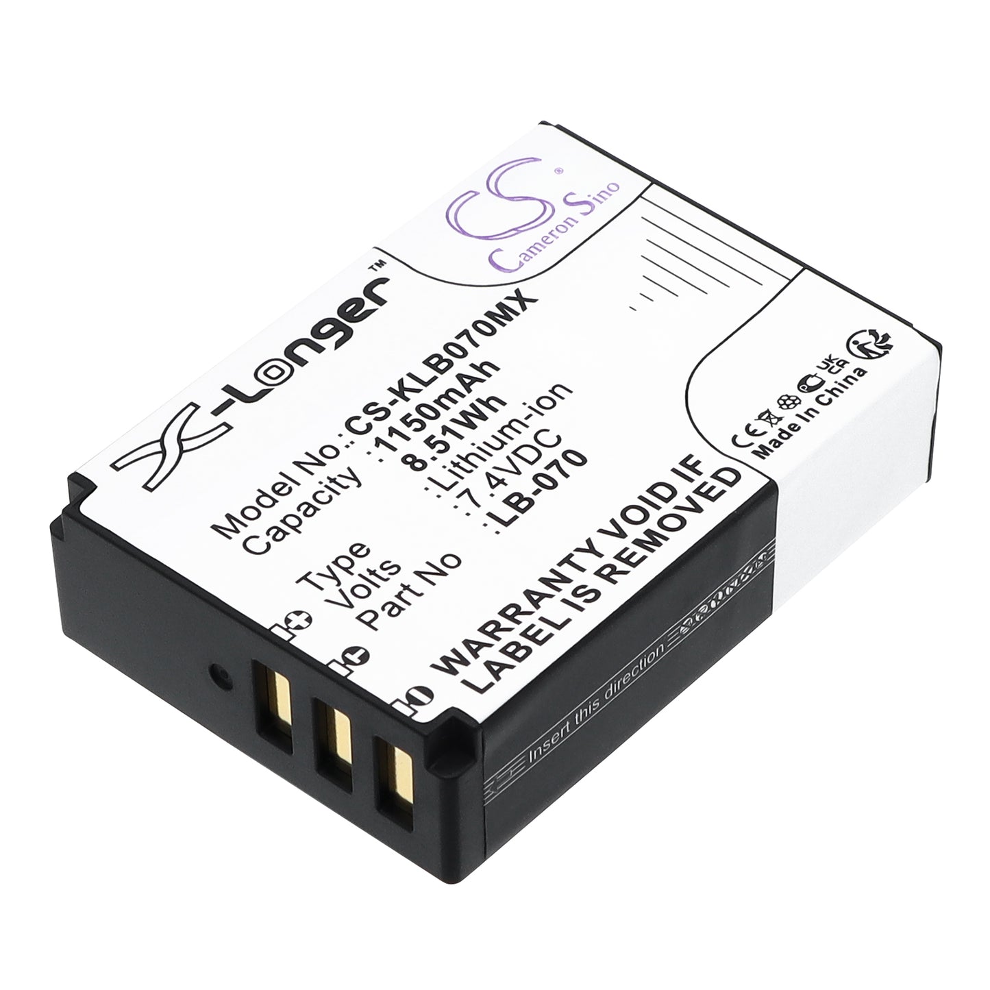 7.4V 1150mAh/8.51Wh Li-ion Camera Battery for Kodak