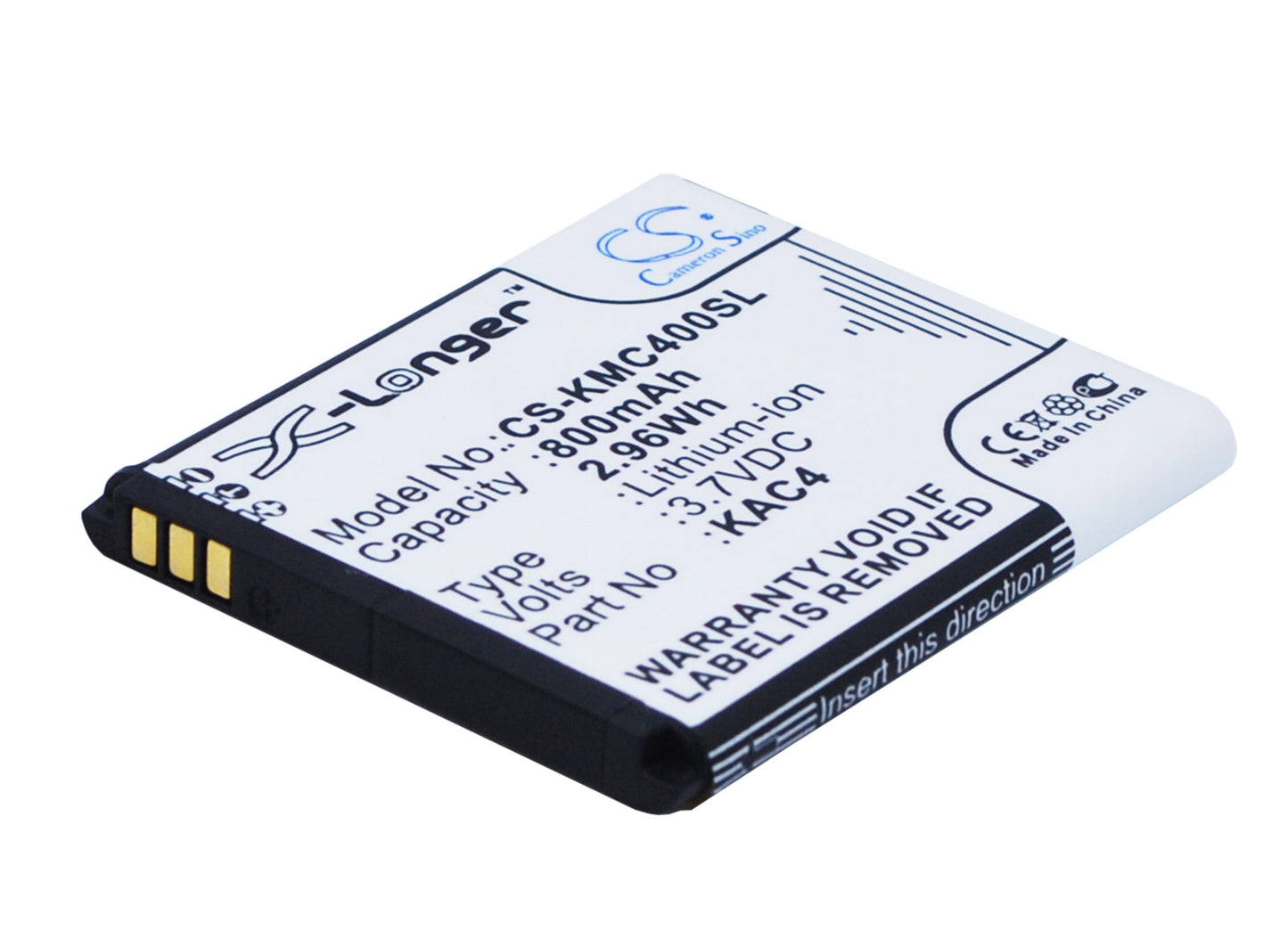 3.7V 800mAh/2.96Wh Li-ion Mobile/SmartPhone Battery for KAZAM
