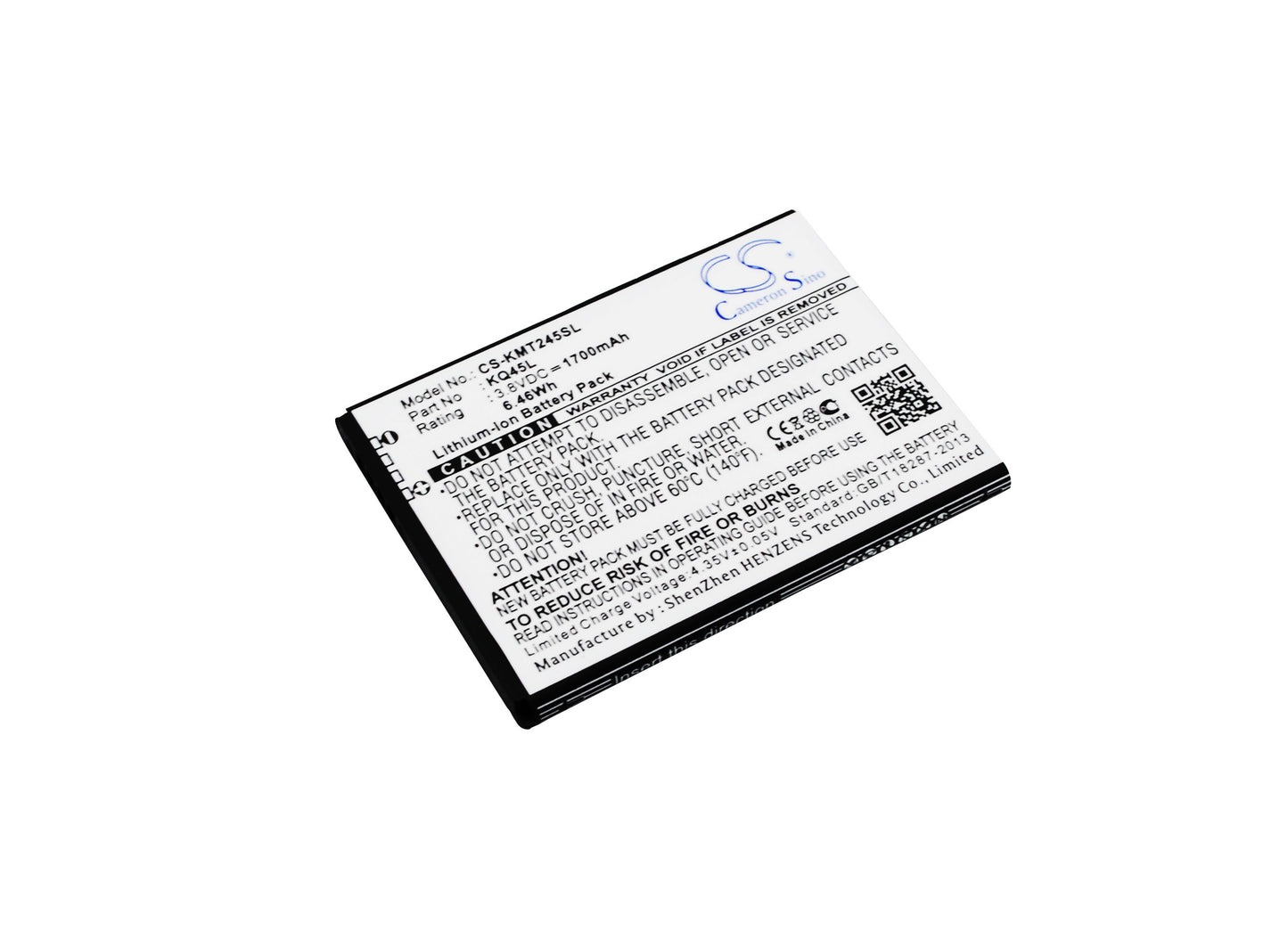 3.8V 1700mAh/6.46Wh Li-ion Mobile/SmartPhone Battery for KAZAM