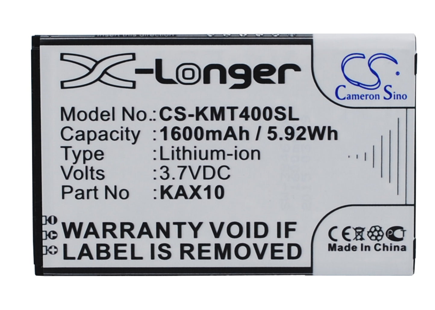 3.7V 1600mAh/5.92Wh Li-ion Mobile/SmartPhone Battery for KAZAM