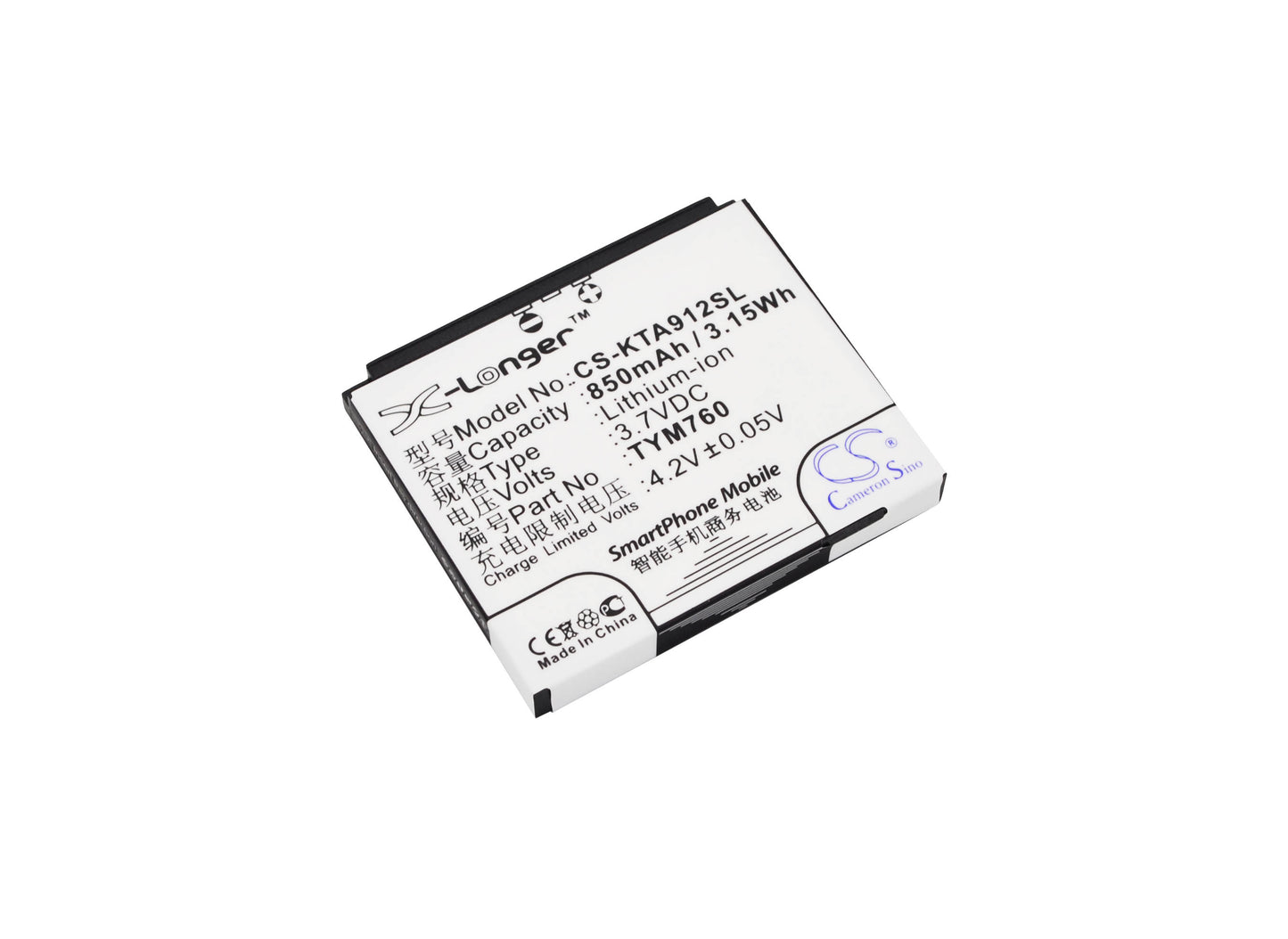 3.7V 850mAh/3.15Wh Li-ion Mobile/SmartPhone Battery for K-Touch