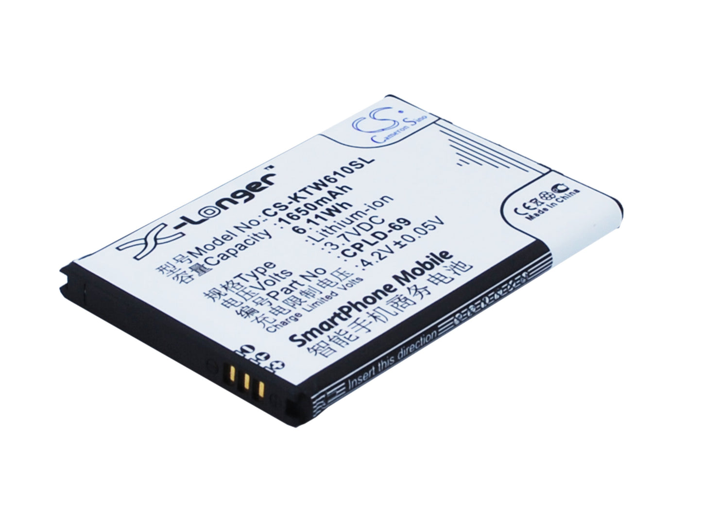 3.7V 1650mAh/6.11Wh Li-ion Mobile/SmartPhone Battery for Coolpad