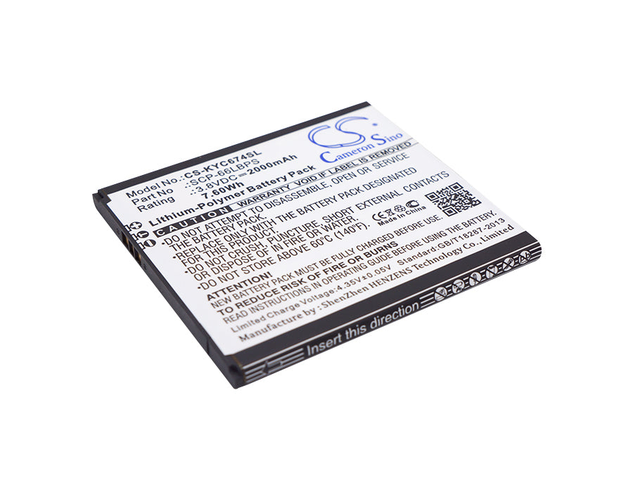 3.8V 2000mAh/7.60Wh Li-Polymer Mobile/SmartPhone Battery for Kyocera