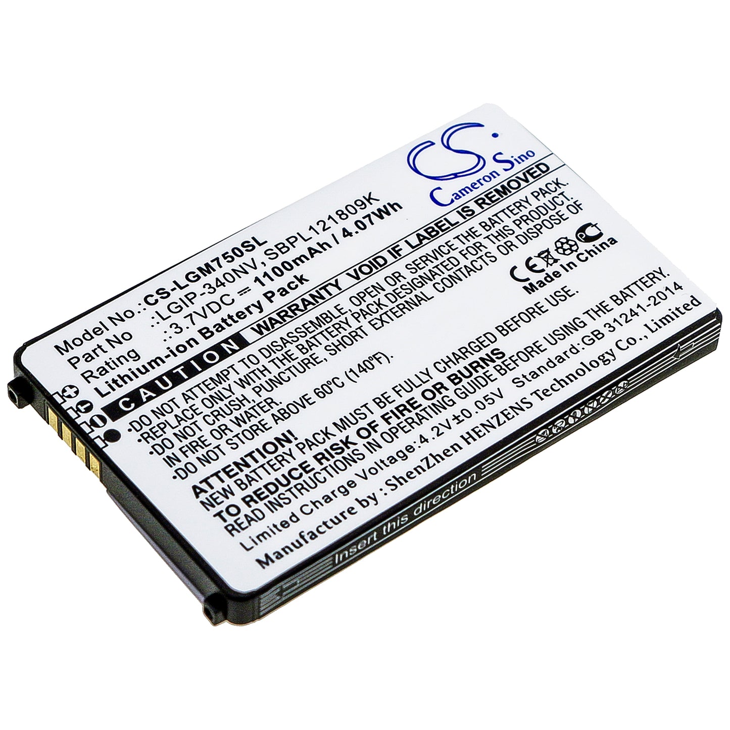 3.7VV 1200mAh/4.44Wh Li-ion Mobile/SmartPhone Battery for LG