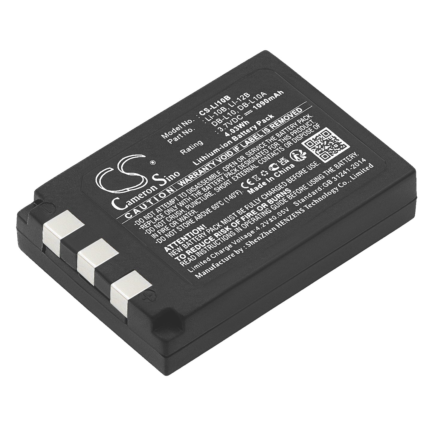 3.7V 1090mAh Li-ion Camera Battery for Sanyo