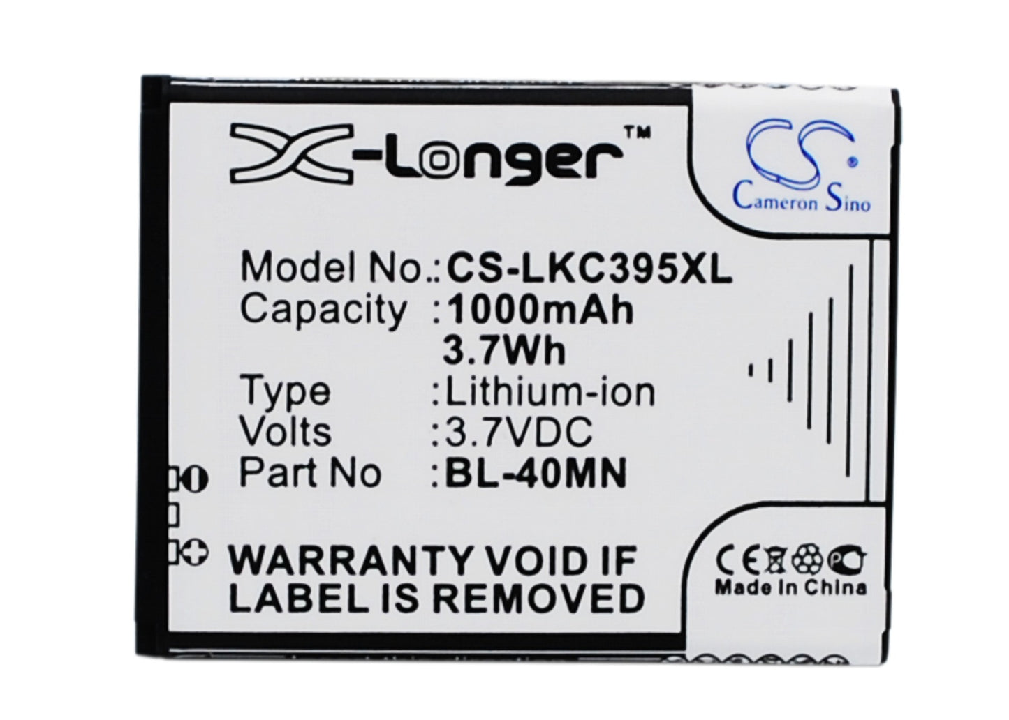 3.7V 1000mAh/3.70Wh Li-ion Mobile/SmartPhone Battery for LG