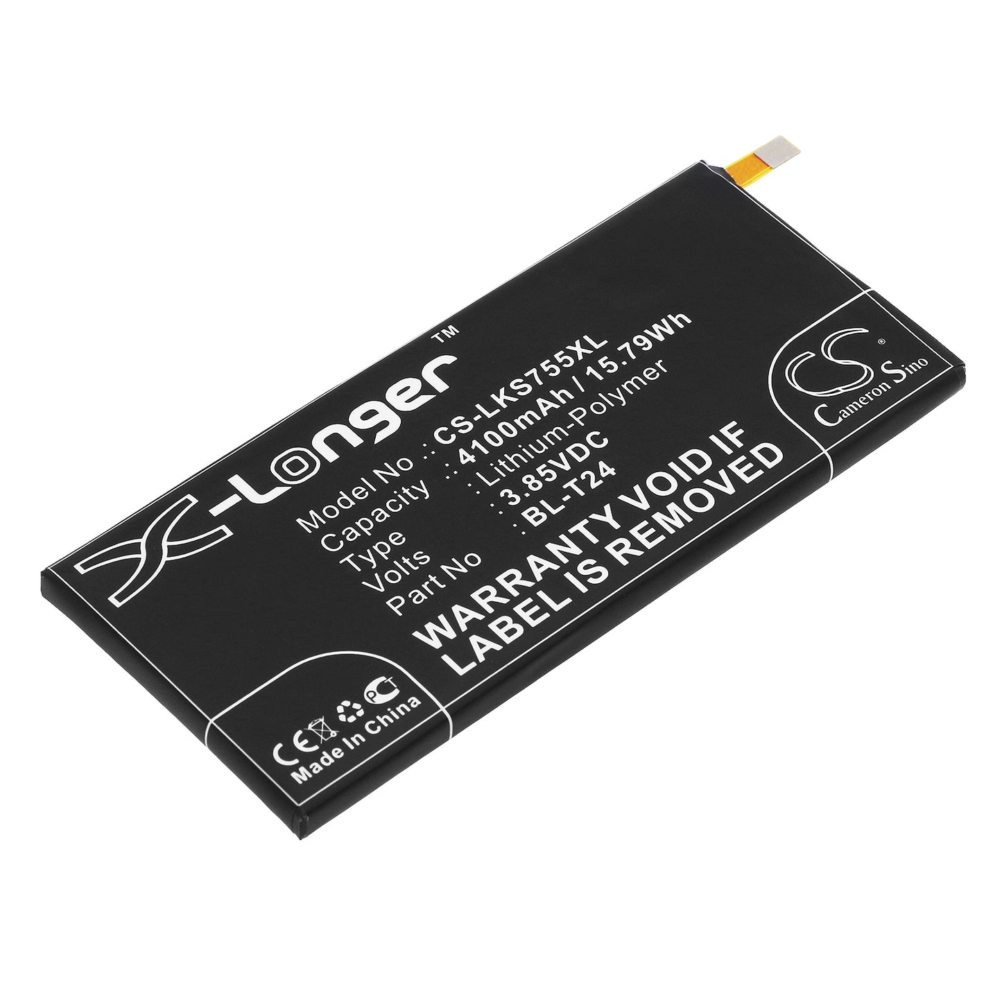 CS-LKS755XL Replacement Battery – Compatible with H700, K212, K220, K220ds, K220dsK, K220dsZ, K220Y, K220Z, K450, LS755, LV9 X Calibur, US610, US701, V9, X Power, X Power NFC Dual SIM, X Power NFC Dual SIM TD-LTE, X Venture