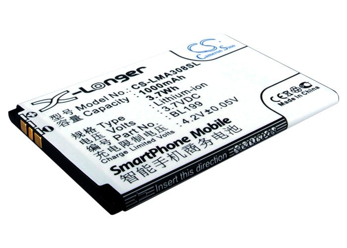 3.7V 1000mAh/3.7Wh Li-ion Mobile/SmartPhone Battery for Lenovo