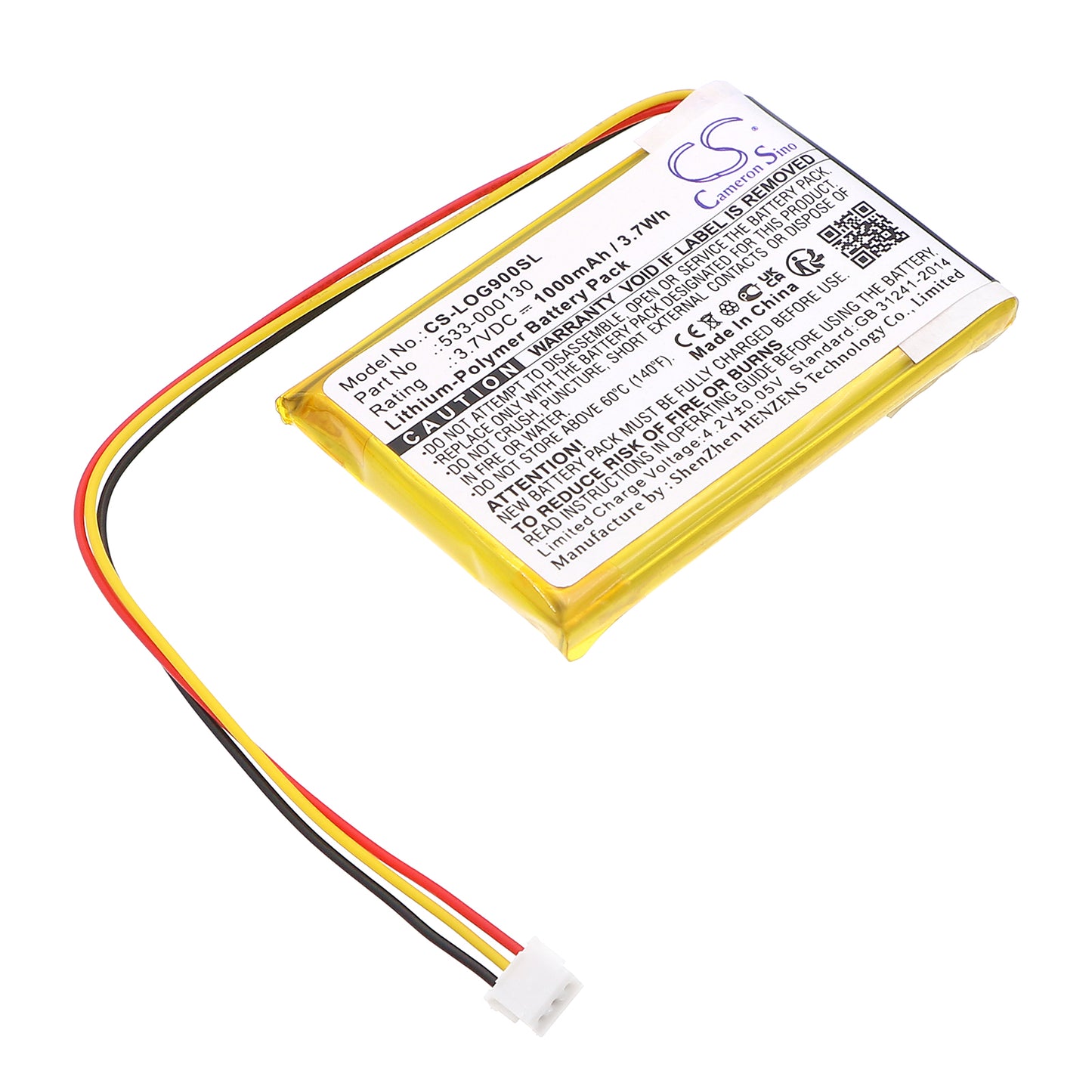 3.7V 1000mAh/3.70Wh Li-Polymer Wireless Mouse Battery for Logitech