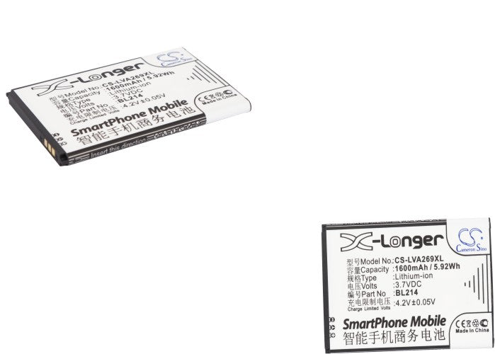3.7V 1600mAh/5.92Wh Li-ion Mobile/SmartPhone Battery for Lenovo